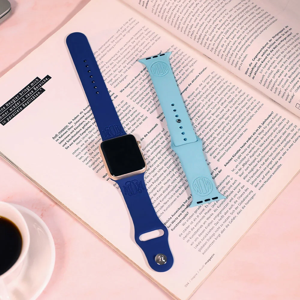 AILIN Dropshipping Personalized Silicone Apple Watch 38mm Band 44mm Smart Dog Logo Name Letter strap series 7 40mm Birthday Gift