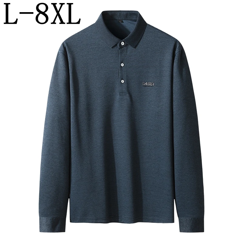 Size 8XL 7XL 6XL 2021 New Autumn Oversized Polo Shirt Men Business Men\'s Polos Shirts Long Sleeve High Quality Loose Polo Homme