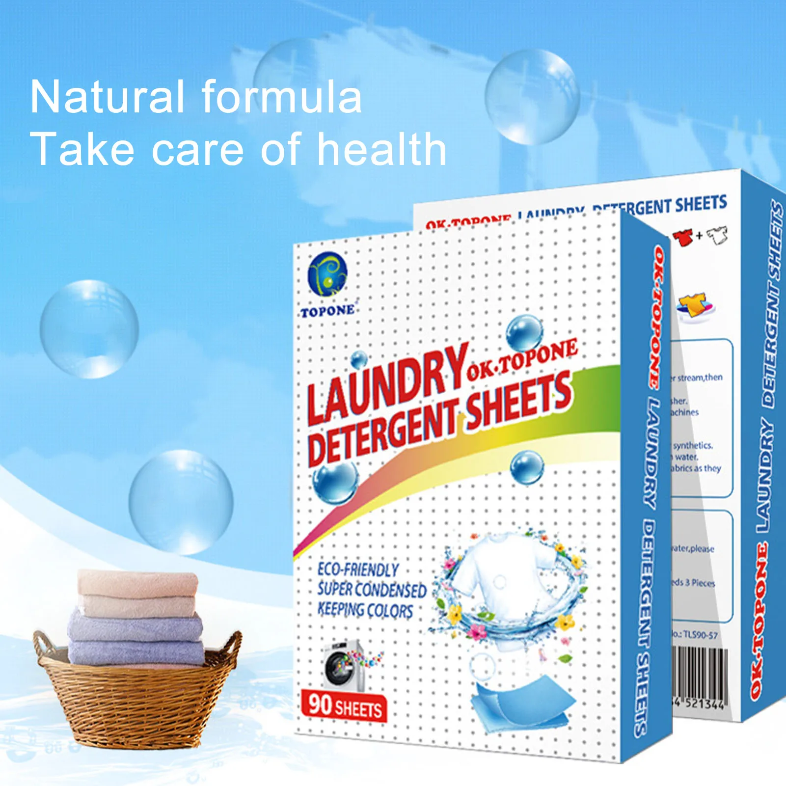 Pastillas de detergente Natural para ropa, suministros de productos de limpieza del hogar, hojas de papel de lavado, lavadora Total, 90 hojas