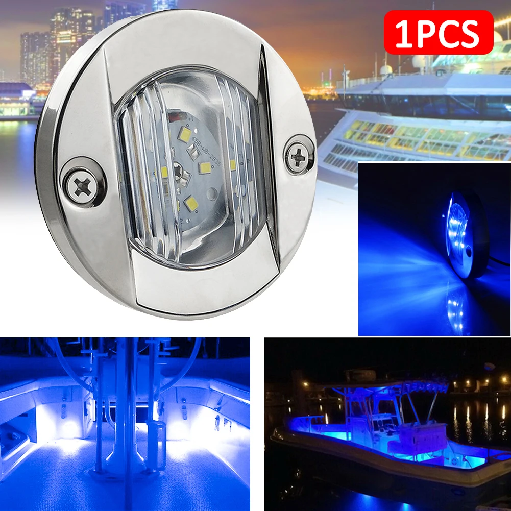 Luz de popa redonda ABS, lámpara trasera LED blanca fría, accesorios para yates, diámetro de 75mm, 12V CC, resistente al agua, 6LED