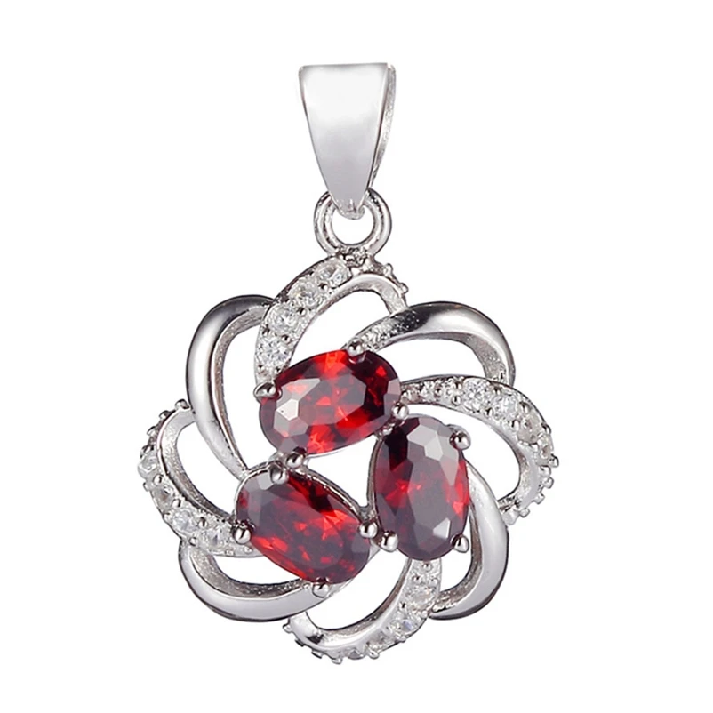 Eulonvan Noble Generous 925 sterling silver christmas pendant women for Jewelry & Accessories vintage Red Cubic Zirconia S-3734