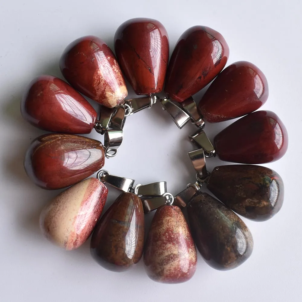 Kostenloser Versand 50 Stück/Los Großhandel sortierte gemischte Naturstein-Wassertropfen-Anhänger Charms passend für Halsketten Schmuckherstellung – Detail 10