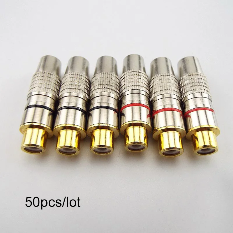 

50pcs Wholesale Gold Plated RCA Female Jack Plug Connector Solder Audio Video Adapter RCA Female Convertor for Coaxial Cable