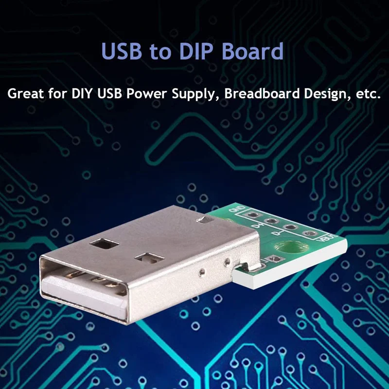 10Pc USB to DIP Board USB Type A Male Plug to DIP Converter Board 4 Pin 2.54mm Pitch Adapter for DIY USB Power Supply Breadboard