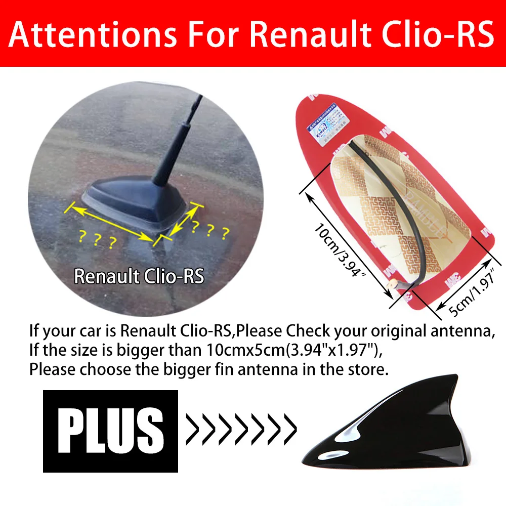 For Renault Clio 4 3 2 1 and MEGANE Sport GT Estate RS Twingo Shark Fin Antenna Car Radio Signal Aerials FM AM Accessories