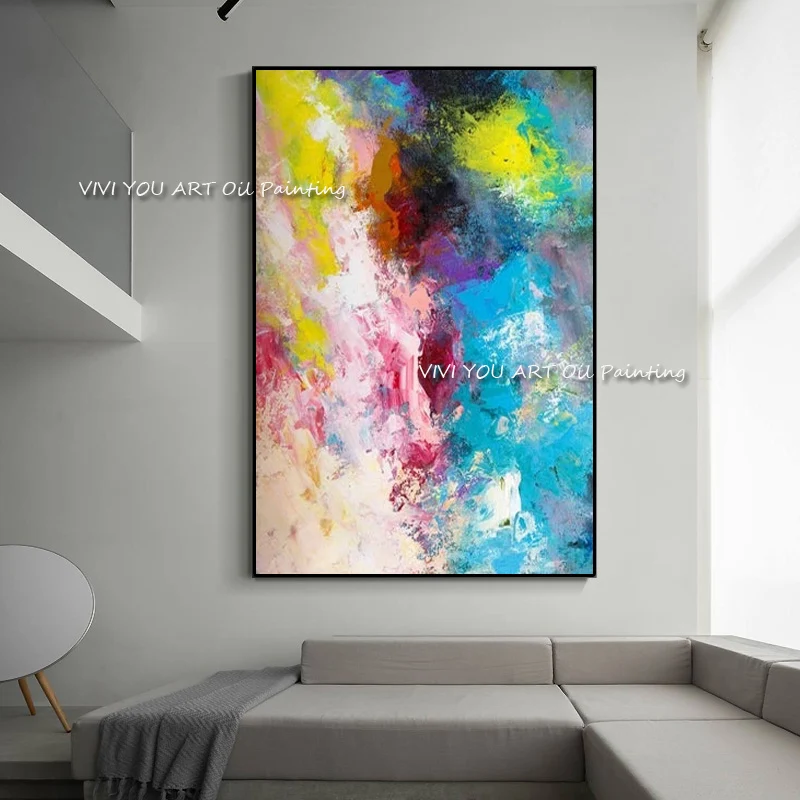 100% Handmade Color Block  Oil Painting Canvas  For Living Room Wall No Frame Modern Decorative Pictures Abstract Art Painting