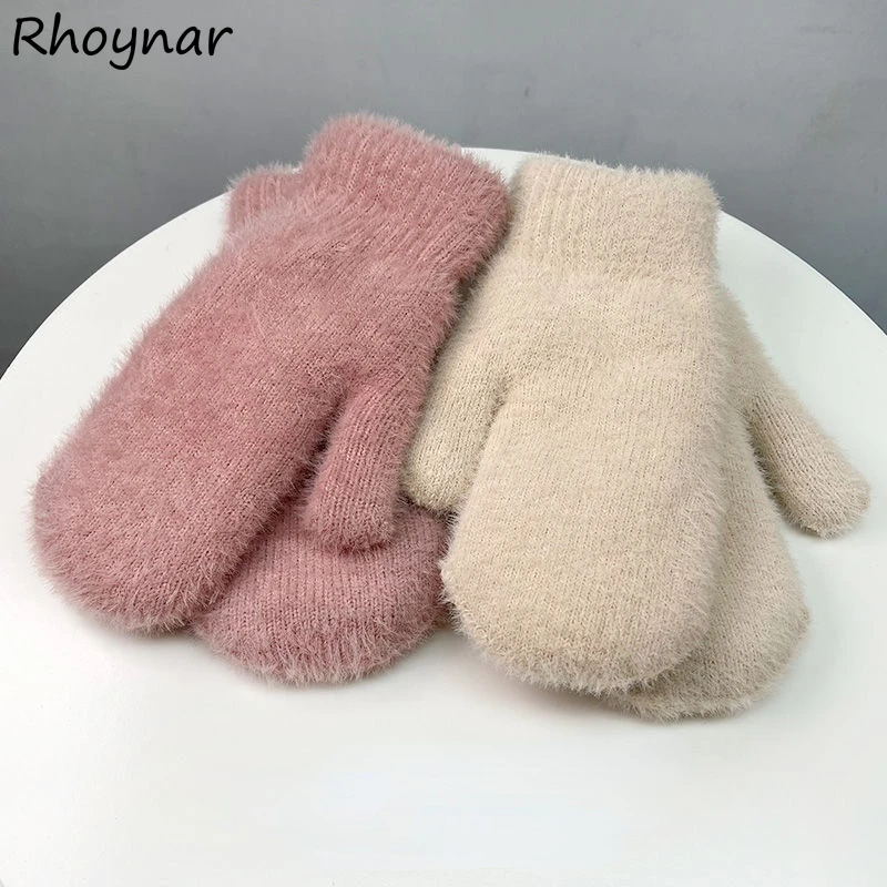 Gloves Women Thicken Fashion Solid Tender Aesthetic Japanese Style Warm All-match Casual Schoolgirl Multi-function Windproof