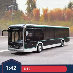 Original 1:42 Yutong Bus Model U12 Black King Kong Model Shanghai Bus Pure Electric Bus Model