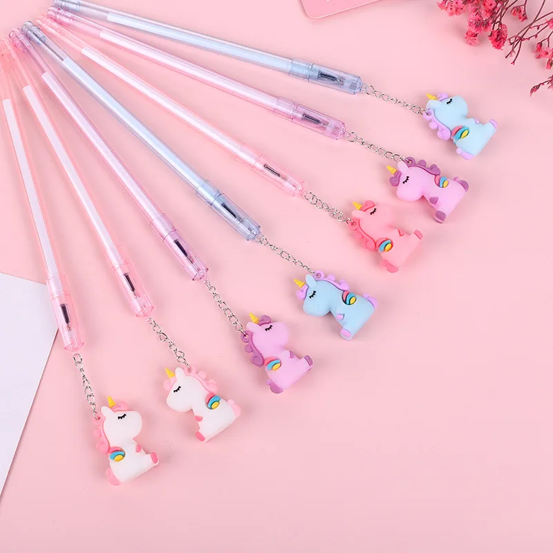 

36 pcs/lot Kawaii Unicorn Pendant Gel Pen Cute 0.5mm Black Ink Signature Pens Promotional Gift Stationery School Supplies