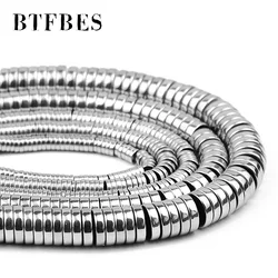 Silver color Flat Round Hematite 3/4/6/8mm Natural Stone Loose Beads For Handmade bracelet Diy Jewelry Accessories Wholesale 15