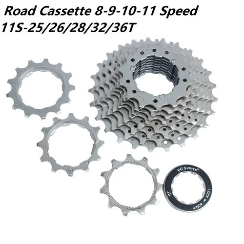 Imagen 2 del producto Cassette de 8, 9, 10 y 11 velocidades para bicicleta de carretera, 11 S, 11-25T, 26T, 28T, 32T, 36T, piñón libre