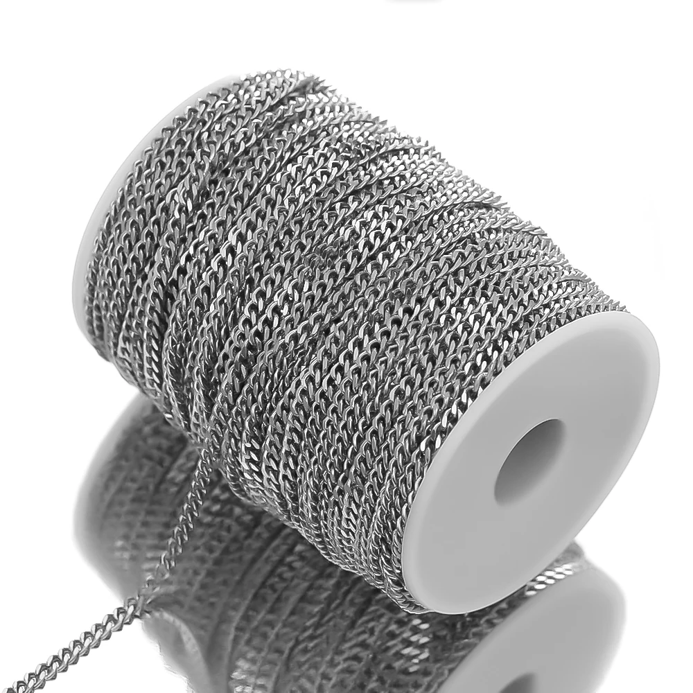 2 Meter Edelstahl-Kubanerketten in Großmengen für DIY-Schmuckherstellung, Hip-Hop-Halsketten, Armbänder, Bastelarbeiten, Körperketten – Detail 5