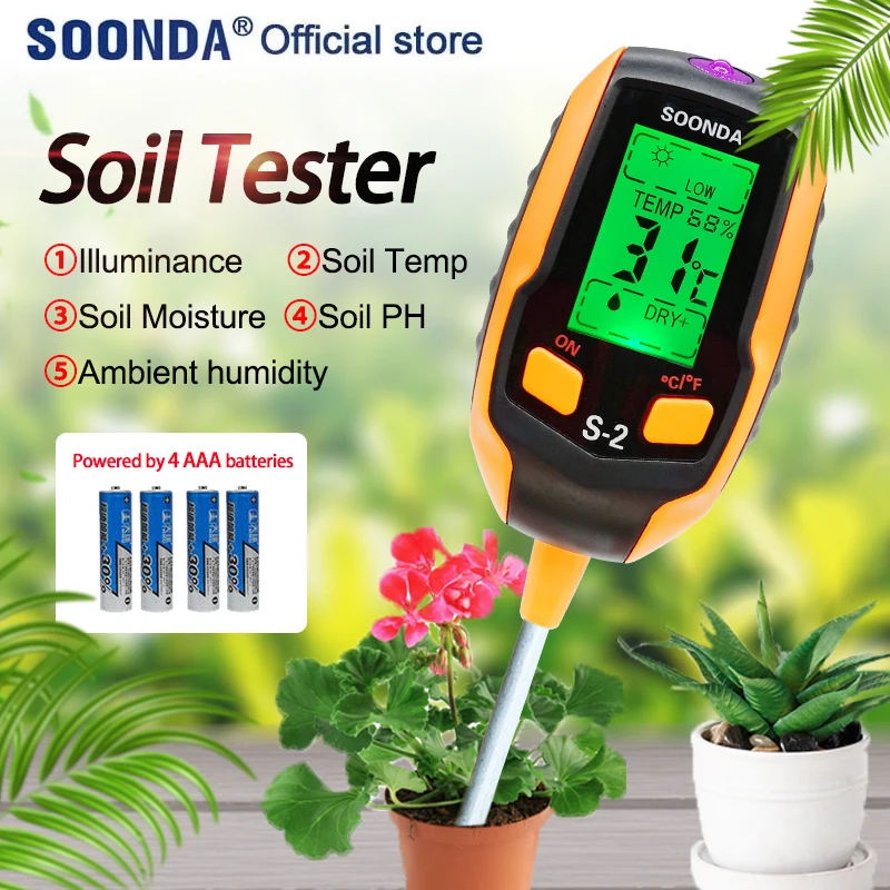 6 in 1 household potted pot soil tester pH detector acidity meter illuminance meter temperature hygrometer moisture meter