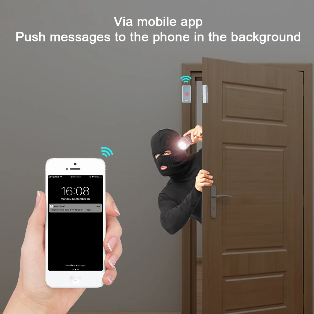 Zigbee 3.0 Magnetic Door Window Contacts Sensor For Smart Home Security Mobile Phone Receive Alarms Notification
