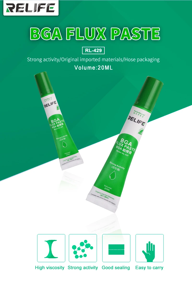 RELIFE RL-429 Hose Type Mobile Phone Maintenance Flux BGA Solder Paste Flux Original Strong Activity Imported Raw Material