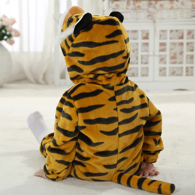 Umorden petit tigre Costume pour bébé infantile enfant en bas âge garçons 0-4T sweat à capuche barboteuse combinaison flanelle doux tenue d'hiver Halloween