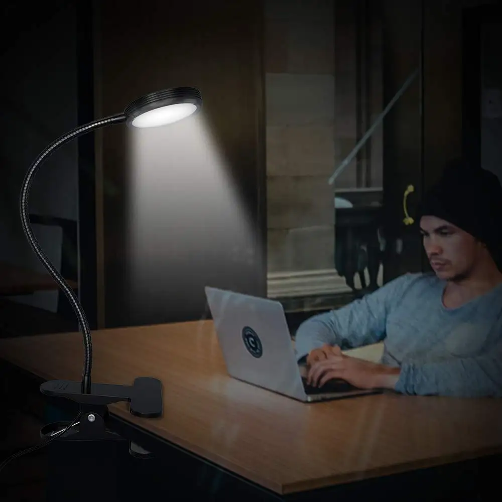 كتاب ضوء العين المحمية USB Led مشبك صغير على لمبة مكتب مرنة Gooseneck ليلة أضواء داخلية القراءة مصباح اللوح الأمامي للسرير