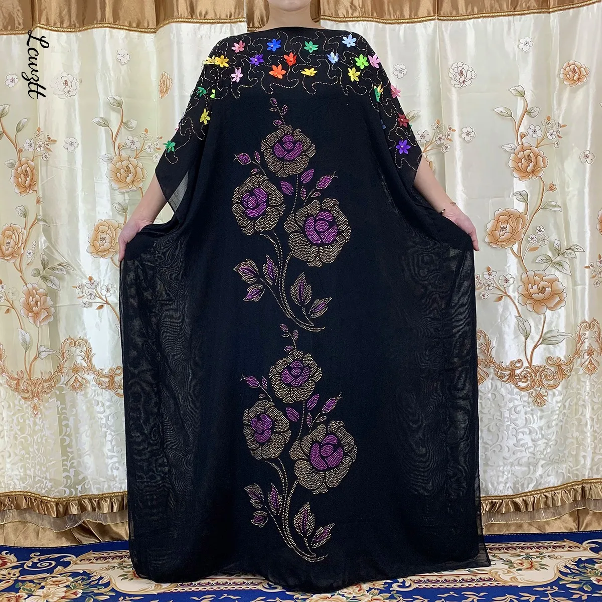 Fashion New Arrival Dress  Dubai Abaya Muslim Dress For Women Bangladesh Colorful Beads Dresses Moroccan Kaftan Turkish Abaya