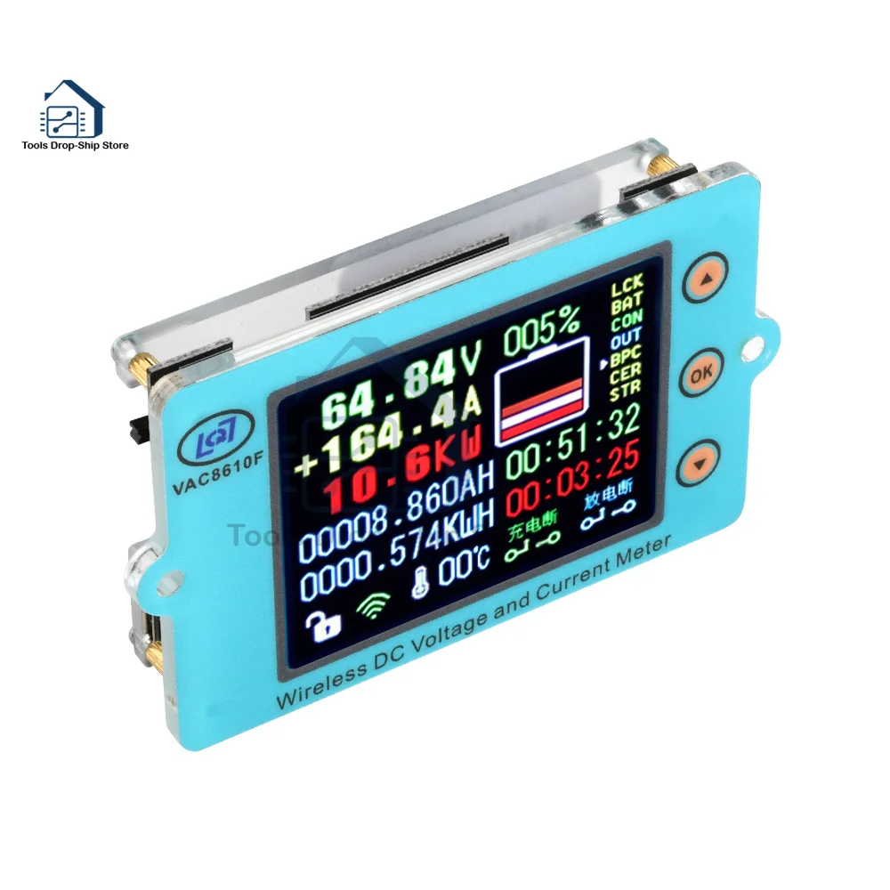 Imagem -05 - Medidor de Tensão sem Fio dc 500v 100a 200a 500a Voltímetro Amperímetro Carregamento de Bateria Solar Coulômetro Capacidade Detector de Energia Testador