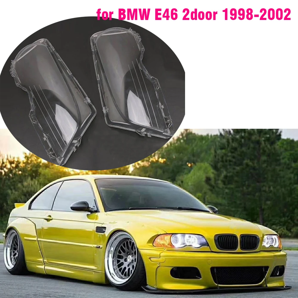 

Car Front Headlight Lens Cover For BMW E46 2door 320i 325i 325xi 330i 330xi glass Auto Lampshade transparent