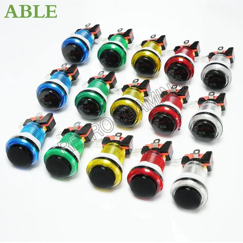 12pcs 6 Colors Arcade LED Push Button 28mm mounting hole 5V/12V with 3…