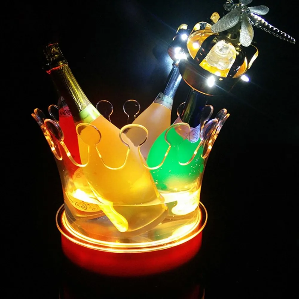 

Crown Champagne Ice Buckets LED Acrylic Transparent Beer Holder Bar Cooler Container For NightClub Party Lougue Supplies