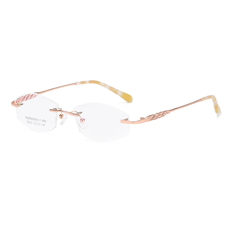 ZIROSAT 58133 Rimless Gold Glasses Frame Women Light Weight Optical Rim Eyeglasses Frames Prescription Myopia Spectacles