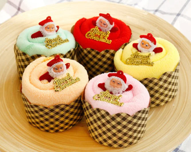 

10 sets 30*30cm Towel High Quality Celebration Cake Modelling Towel Santa Claus Towel Creative Christmas Party Gifts