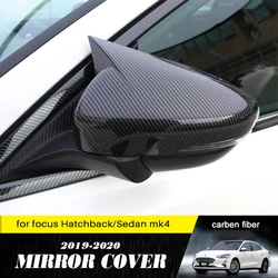 Side Mirror Cover For Ford Focus MK4 Hatchback Sedan 2019 2020 Carbon Fiber Rear Viewmirror Caps ABS Auto Accessories 2021