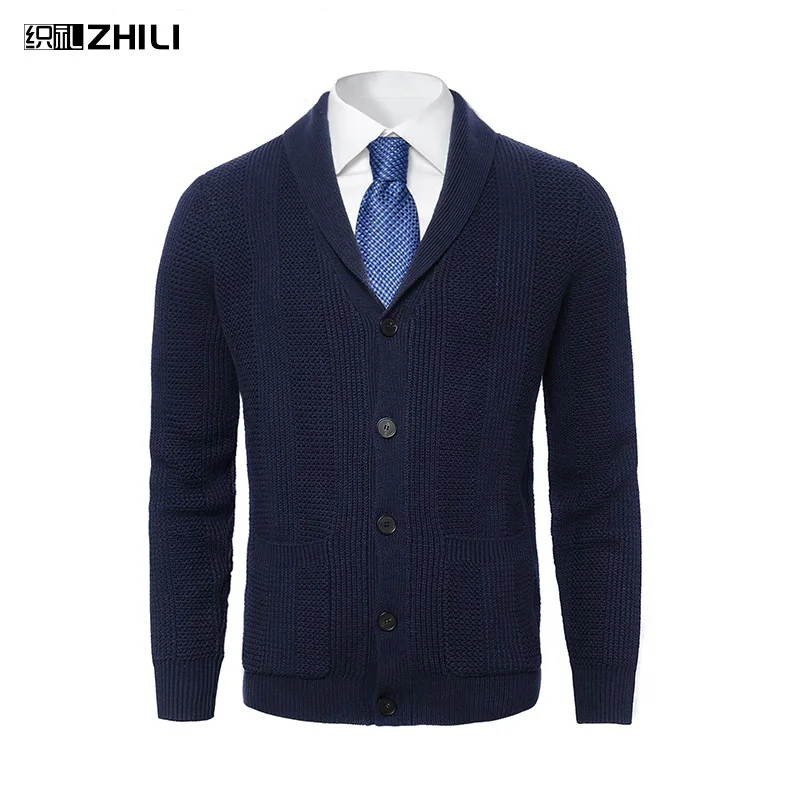 2021 Men's Green fruit collar Cardigan Outerwear Male Solid Color Knitted Cardigans Autumn Casual sweaters 100% cotton Knitwea