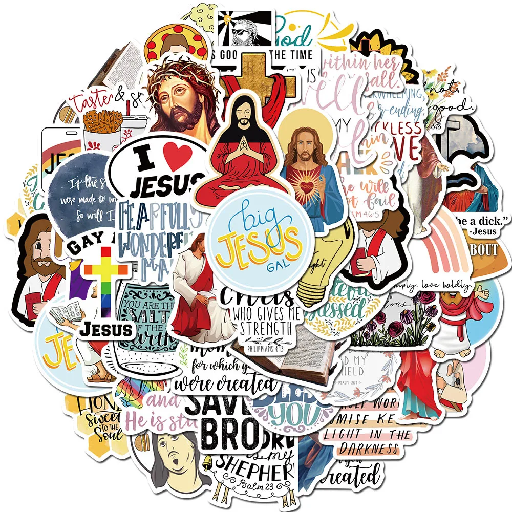 10/30/50pcs Christians Jesus Religious Graffiti Stickers DIY Waterproof Skateboard Car Laptop Graffiti Luggage Sticker Kids Toy