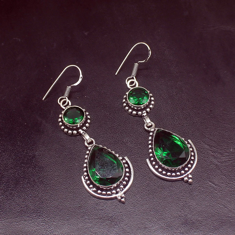 Gemstonefactory Big Promotion Unique 925 Silver Fantasy Green Topaz Lovely Women Ladies Gifts Dangle Drop Earrings 20211853