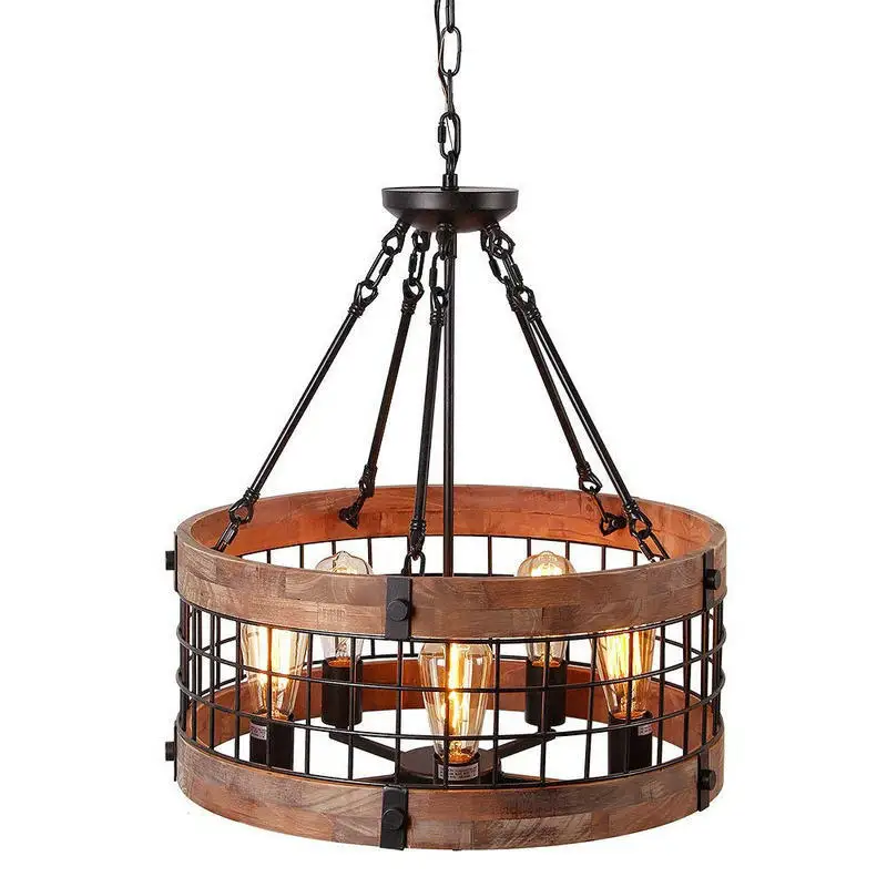 

Retro Imitation Ship Wood Industrial Style Personality Nostalgic Bar Loft Coffee Restaurant Wood Pendant Lights AC110V 220V