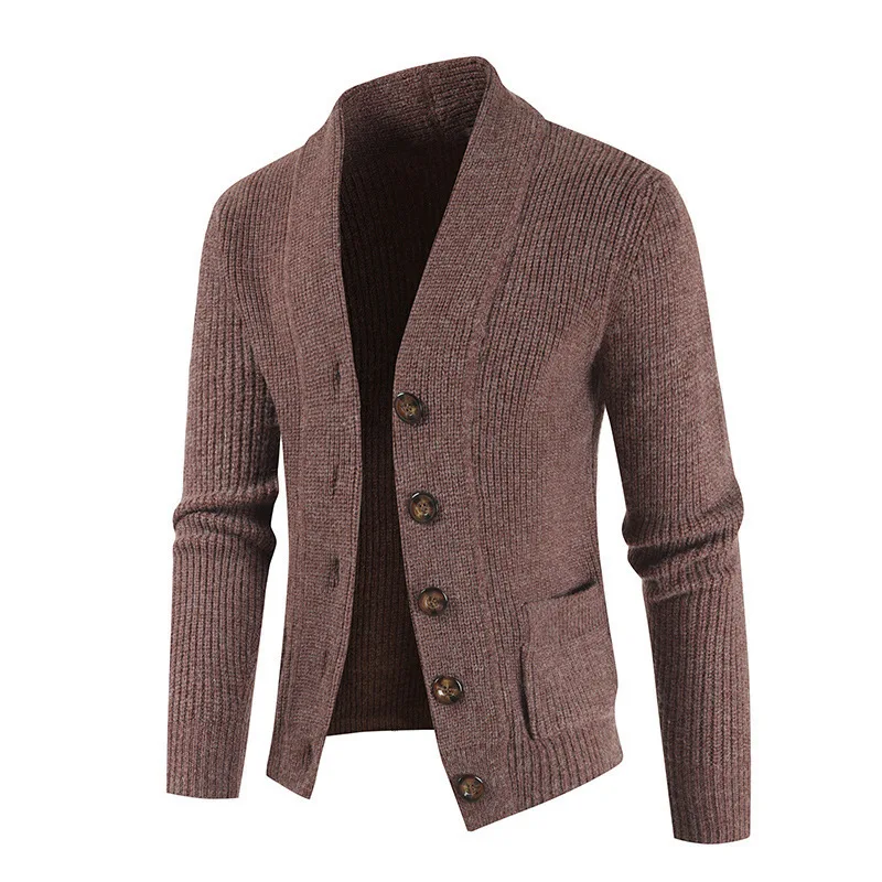 2021 Mới Mùa Đông Nam Ấm Khoác Áo Len Cardigan Nam Lỏng Lẻo Mở Mặt Trận Dài Tay Màu Áo Len Dệt Kim