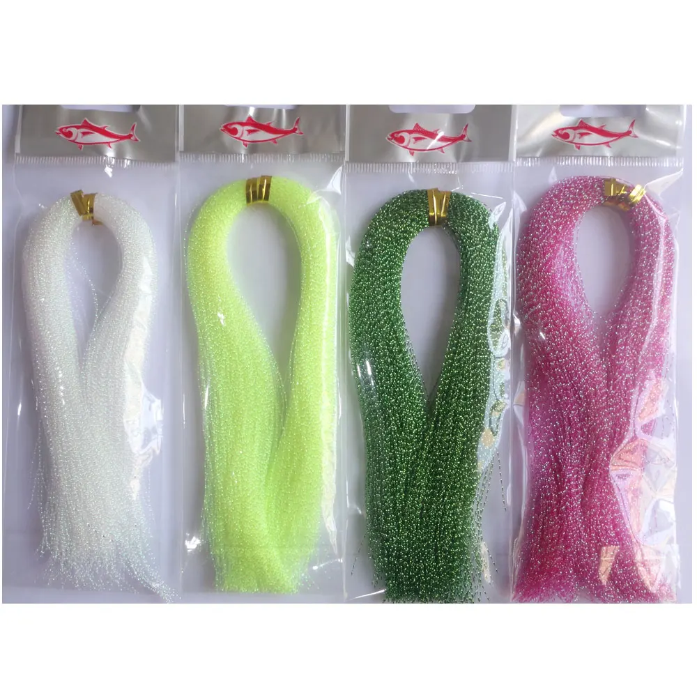 4 Packs fly fishing material Twisted Flashabou Holographic Tinsel Fly Fishing Tying Crystal for Jig Hook Lure Making Material