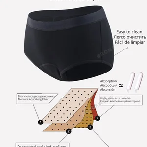 Frauenhips mit Menstruations 3 Bambusfaserbaushülsen mit 4 Schichten absorbierender Unterhose für weibliche Inkontinenz 8 Hauptverkäufe Bambusunterwäsche - №7