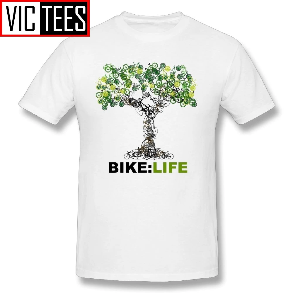 Men's Biking Life Biker Tees Funny Crewneck T Shirts Classic Fit Adult Big Size T-Shirt 100% Cotton Tops