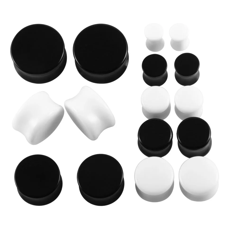 1Pair 3mm-30mm Ear Gauges Pircing Punk Black White Tunnel Plugs Dilataciones Oreja Expander Stretcher Percing Body Jewelry