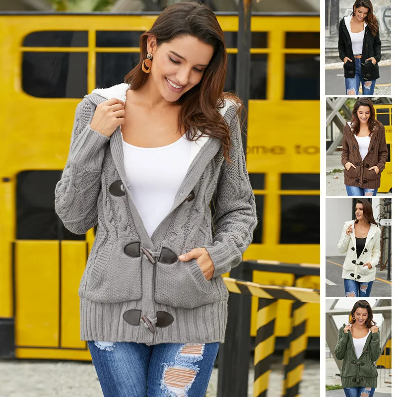 New Single Breasted Cotton Sweater Coat For Women Different Color