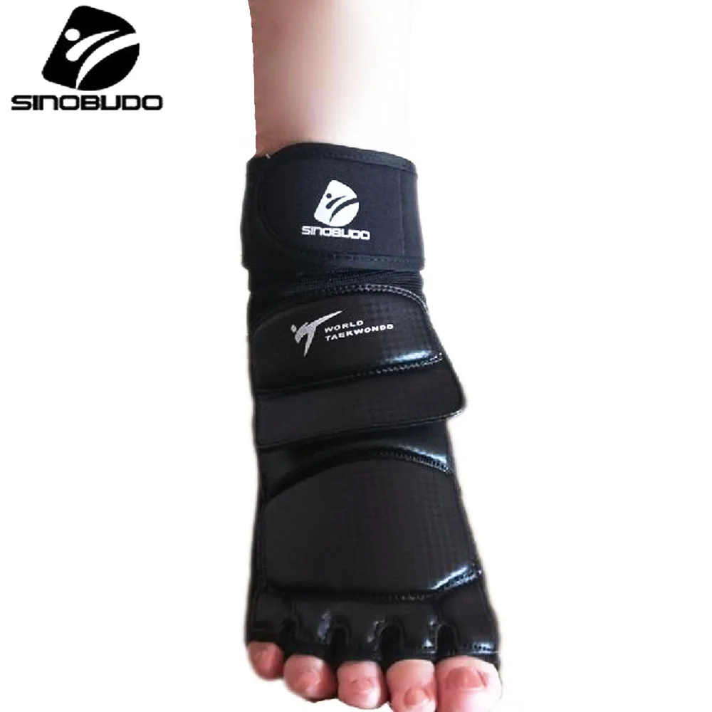 New WT Taekwondo PU Leather Foot Gloves Sparring Karate Ankle Protector Guard Gear Boxing Martial Arts Foot Guard Sock Adult Kid