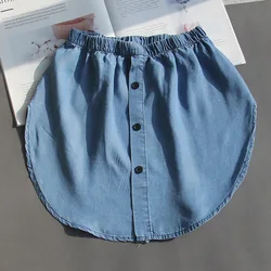 TOTRUST 2022 Spring Denim Mini Fake Skirt Hem Irregular False Shirt Skirt Half-body Female Skirts Womens Jupe Plaid Befree Saia
