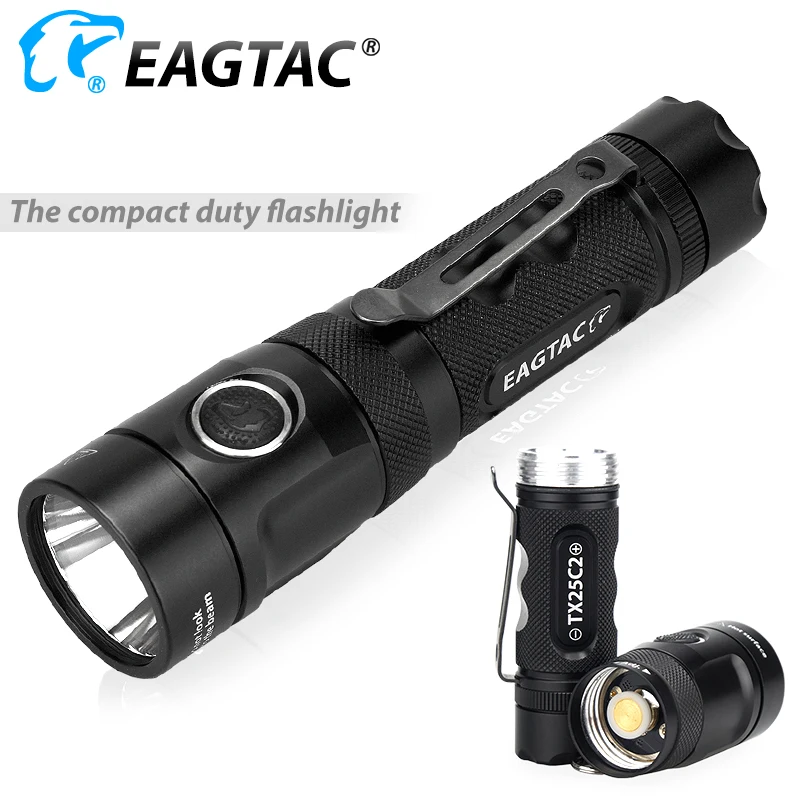 EAGTAC TX25C2 XML2 1350 Lumen Super Bright LED Flashlight  EDC Torch FREE 18650 3400MAH Battery Multi Mode Side Switch Strobe