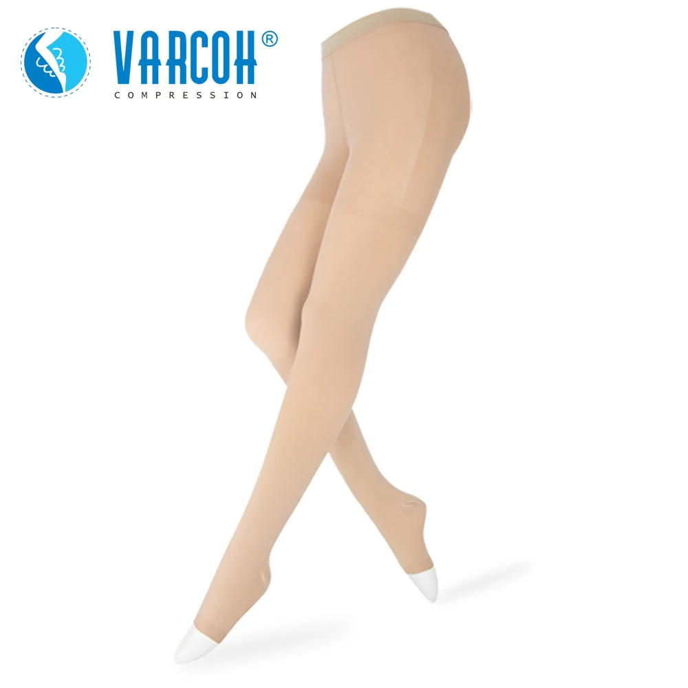 Medical 15-20 mmHg Compression Pantyhose,Waist High Open Toe Support Tights Stockings Anti Fatigue Travel Flight Soft Feel Varic