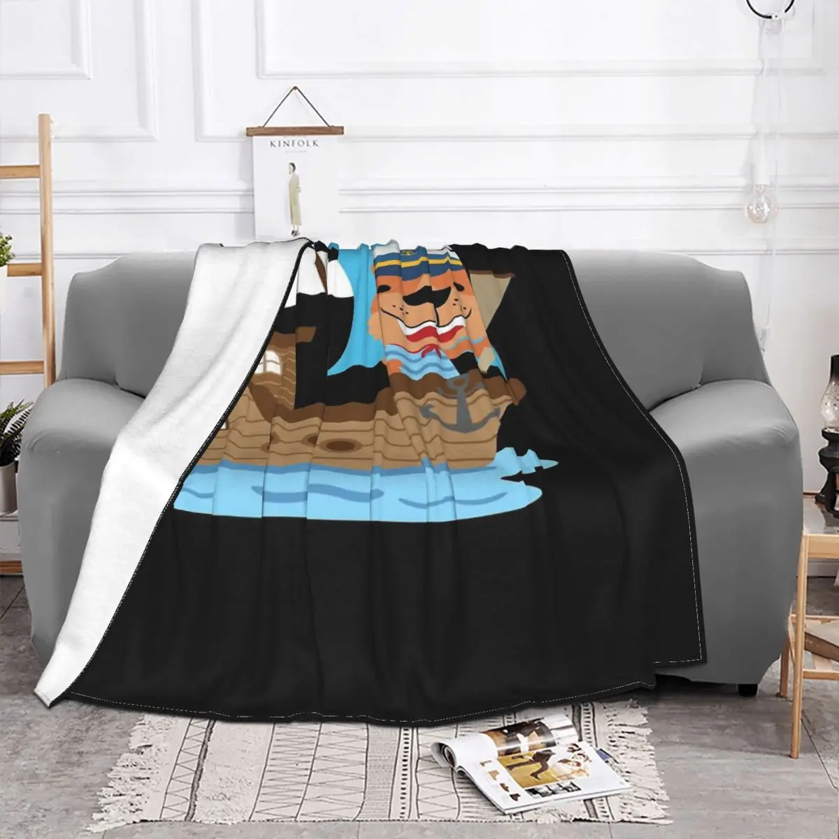 Manta con capucha para niños, cobertor infantil con estampado de oso en un barco de vela, para cama colcha, cubierta de playa de