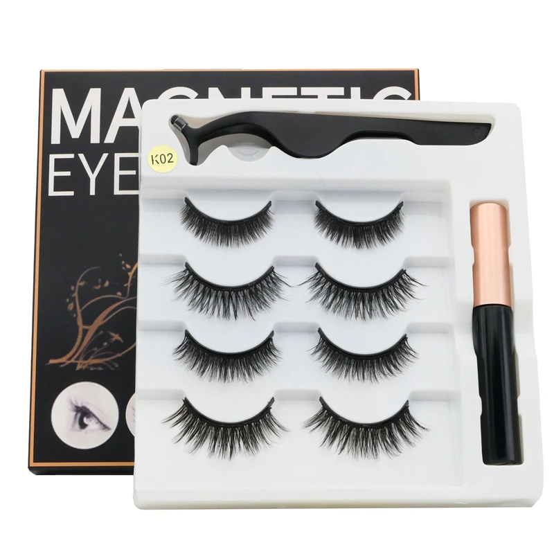 4 pairs of magnetic eyelashes natural soft magnet eyelashes natural magnetic eyeliner makeup mink eyelashes set tool