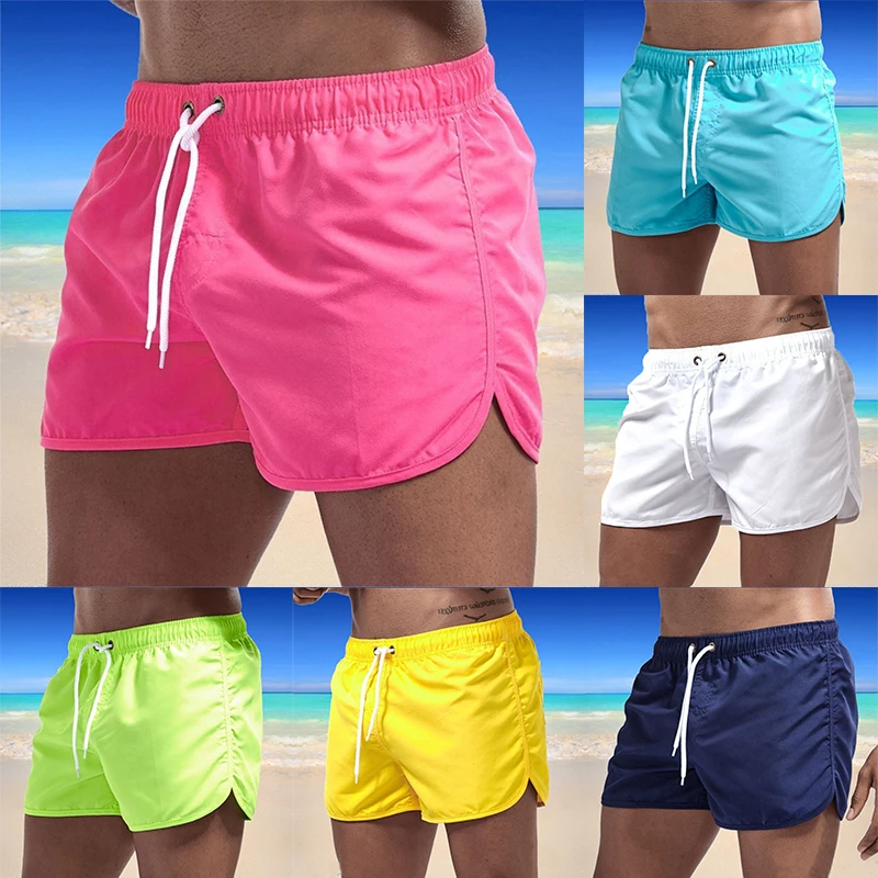 Summer Men\'s Swimwear Shorts Brand Beachwear Sexy Swim Trunks Men Swimsuit Low Waist Breathable Beach Wear Surf