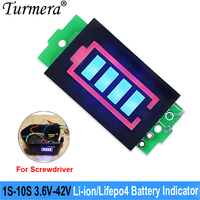Turmera 1S-10S Lithium Lifepo4 Battery Indicator Capacity Module 2S 8.4V 3S 12.6V 4S 16.8V 5S 21V 6S 25V 10S 36V for Screwdriver