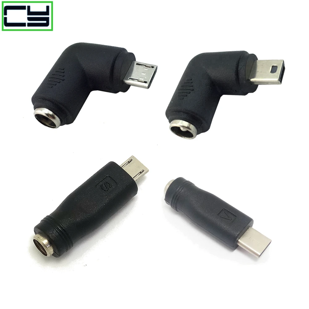 Adaptador de conector de alimentación de 5V CC, 5,5x2,1mm, conector USB 3,1 tipo C, USB-C tipo c, 5,5mm x 2,1mm, Mini USB y Micro USB