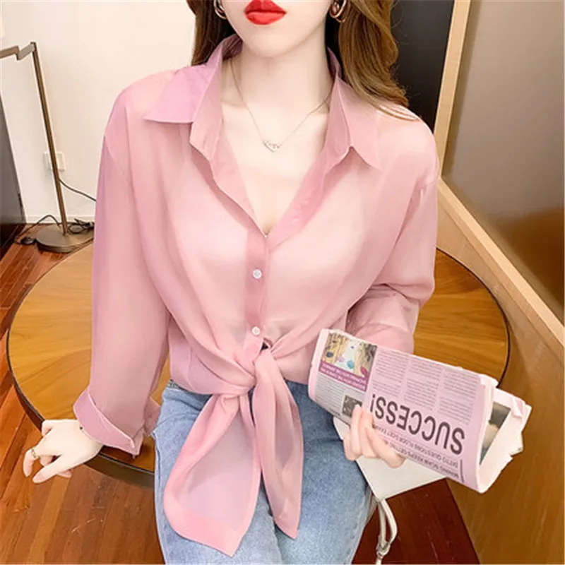 Sun protection clothing women 2021 summer new Korean thin long-sleeved shirt temperament lapel loose slim shirt jacket A533