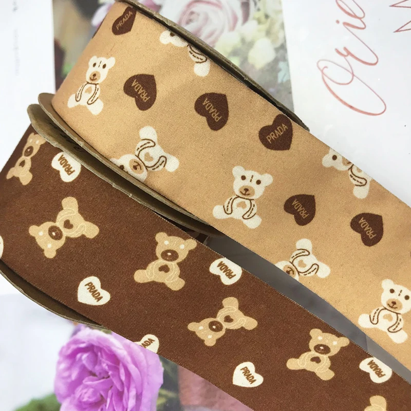 

10 Yards 25mm 40mm Cartoon Dots Layerling Cloth Fabric Ribbon DIY Bow Tie Hair Accessories Handmade Carfts Printed Ribbons